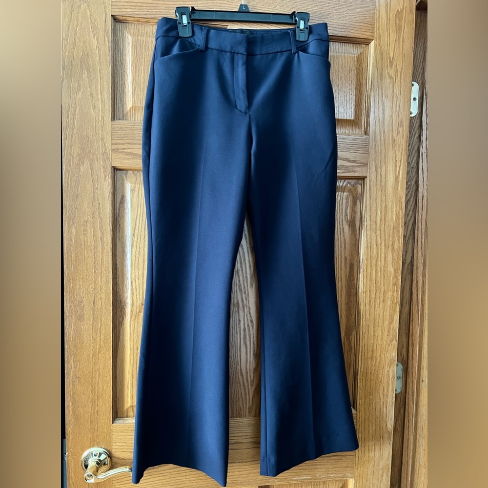 Express navy editor flare mid rise pants